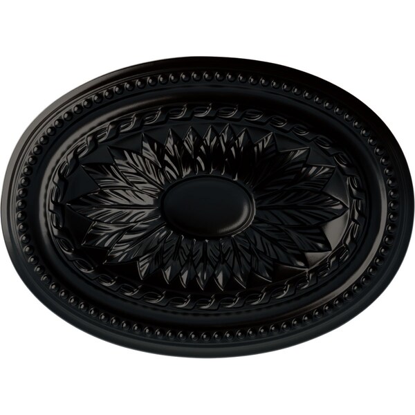 Ekena Millwork Saverne Ceiling Medallion, Hand-Painted Jet Black, 18 1/2"W x 13 1/2"H x 1 7/8"P CM18SABLF - main